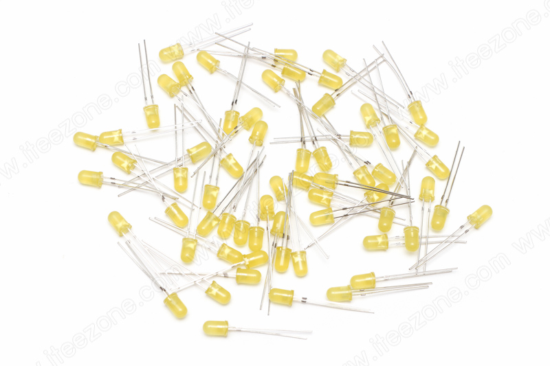 หลอดไฟ LED กระเปาะเหลือง แสงเหลือง 5mm Super Bright