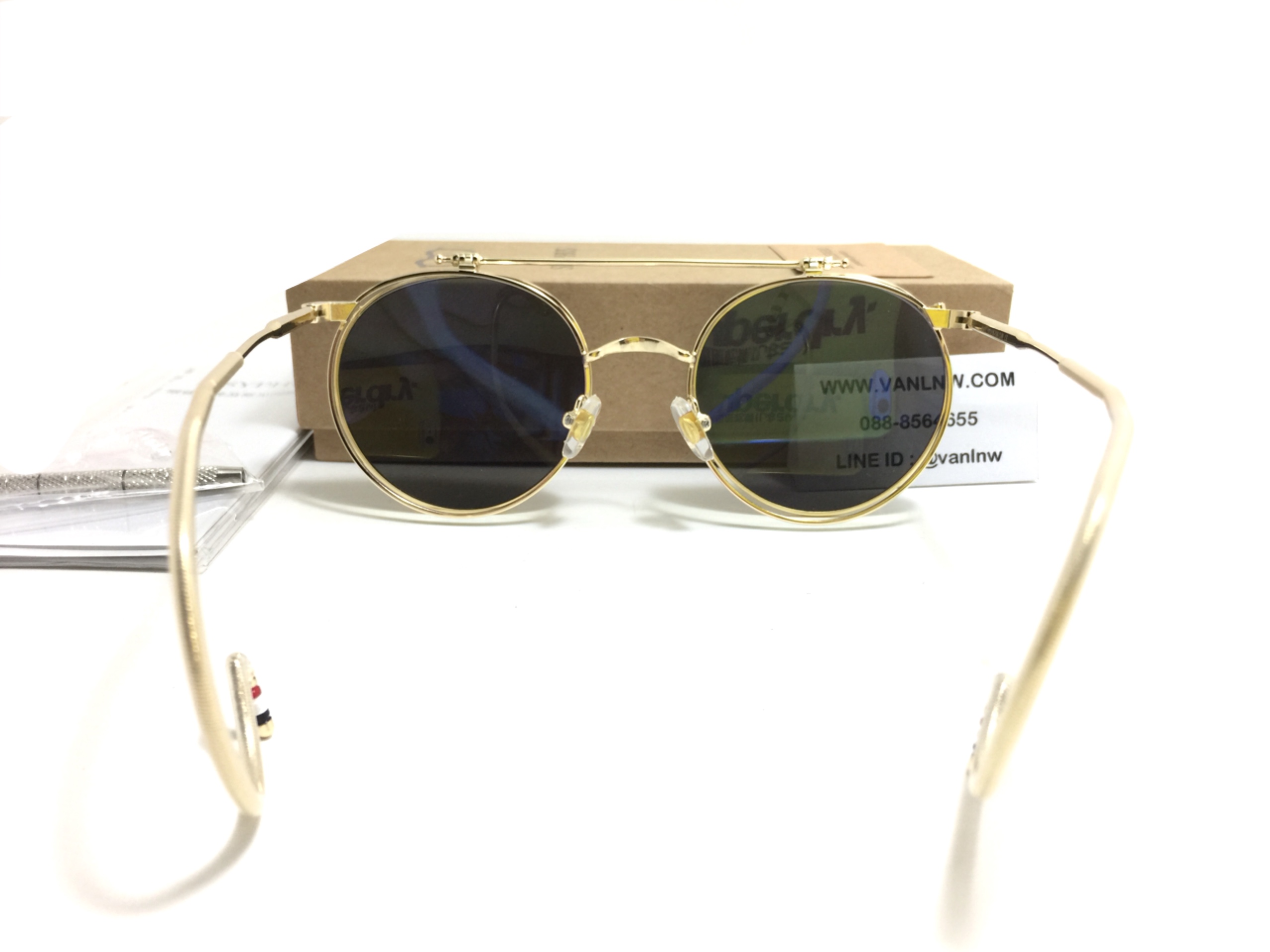 แว่นกันแดดวินเทจ Sisyphus Eyewear Clip-on รุ่น S861 <ทอง>