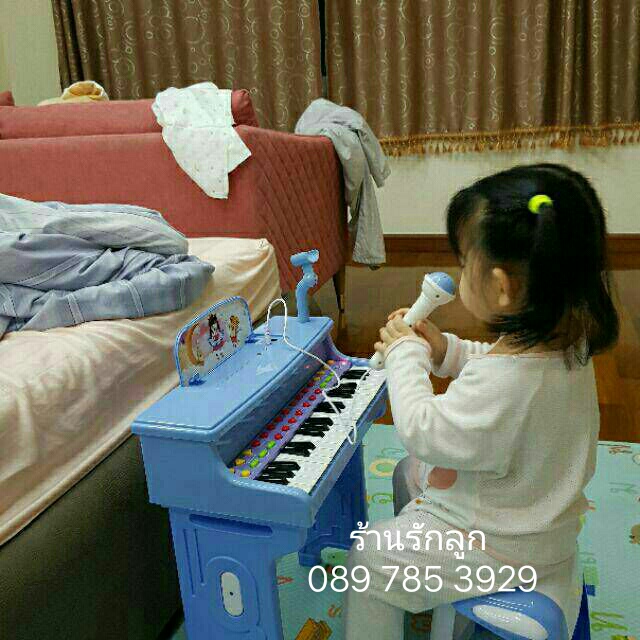 เปียโนของเล่นเด็ก เปียโดเด็ก อุปกรณ์ครบเซต สีฟ้า