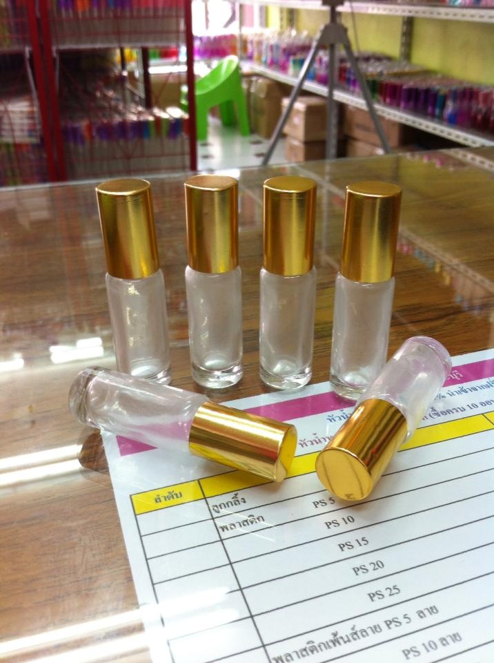 ขวดลูกกลิ้งใสฝาทอง ขนาด 3 CC