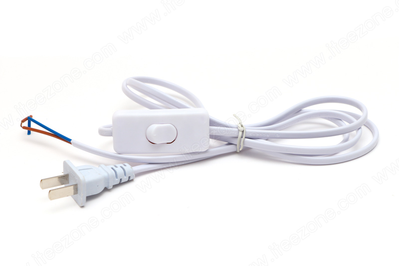 สายไฟ AC พร้อมสวิทซ์เปิด-ปิด ยาว 1.8 เมตร สีขาว