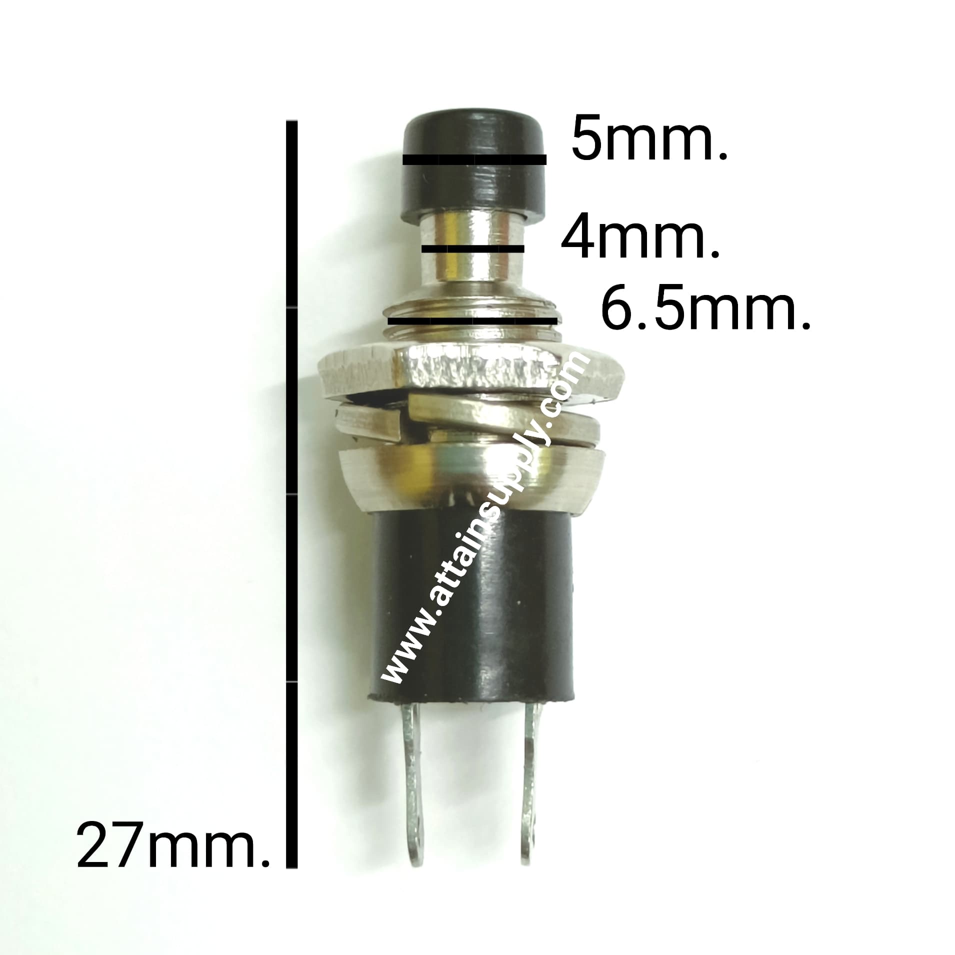 สวิทช์ กดติด-ปล่อยดับ/จิ๋ว-สีดำ(ปุ่มกด5mm.)