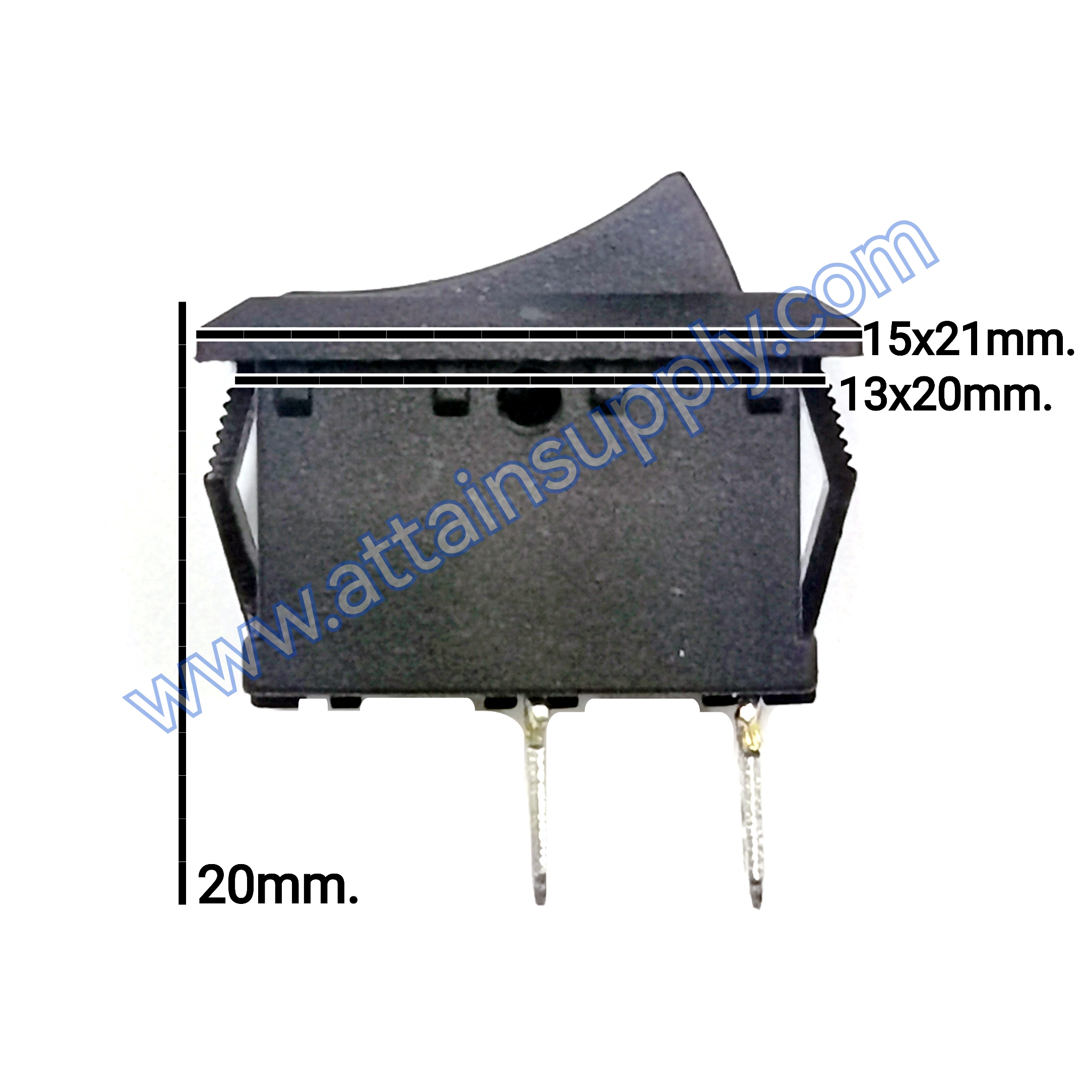 สวิทช์ IOเหลี่ยมเล็ก 2ขา/ไม่มีไฟ-สีดำ