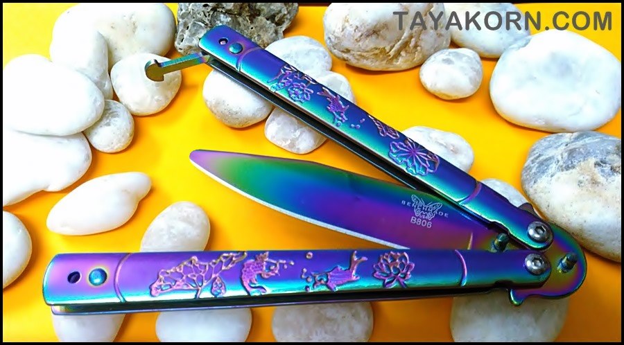 มีดซ้อมควง เรนโบว์ฟิชบาลิซอง Rainbow Fish Balisong Trainer Knife TKBS-RF8TR
