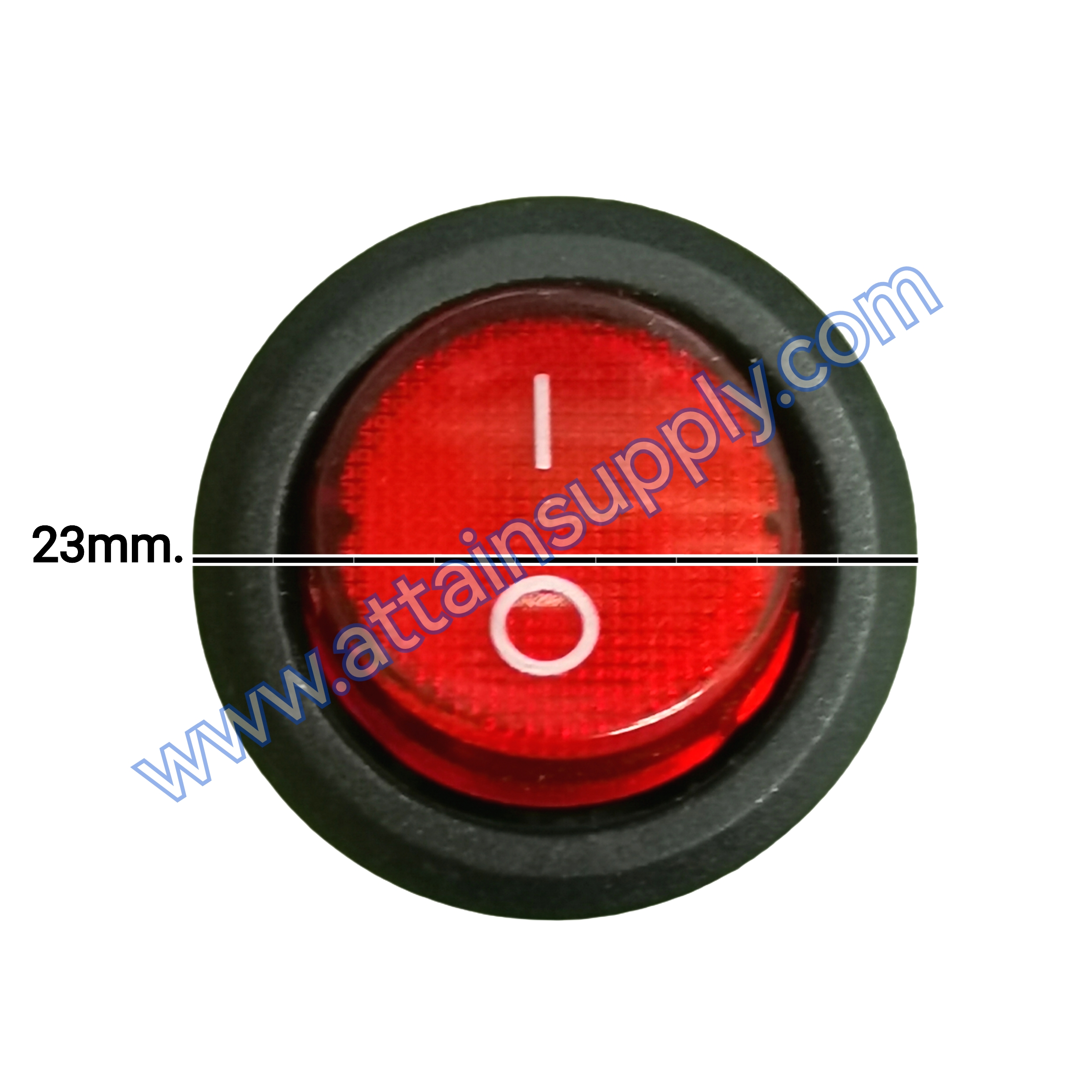 สวิทช์ IO กลม-ไฟเต็ม 12V./3ขา มีไฟ-สีแดง