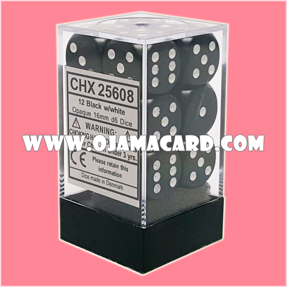 Chessex 16MM D6 Dice Block — Opaque : Black / White「1 Dice」