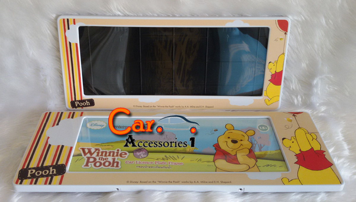กรอบป้ายทะเบียนกันน้ำหมีพูห์ Pooh Balloon ชนิดหน้าสั้นหลังยาว (1 แพค บรรจุ 2 ชิ้น หน้า-หลัง) สินค้าลิขสิทธิ์แท้ ราคาพิเศษ New arrival!