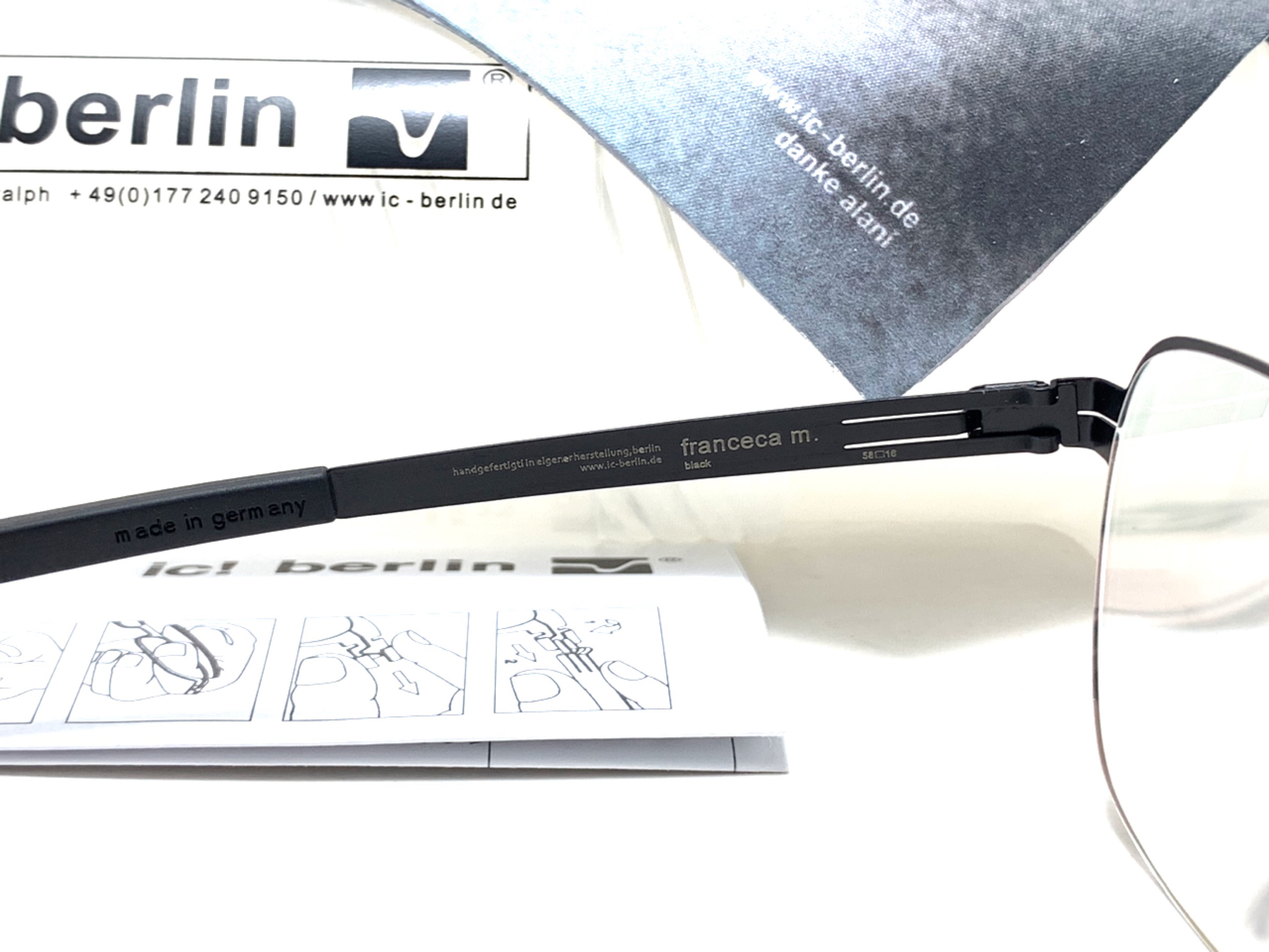 แว่นสายตา ic berlin model franceca m. black 58-16 <ดำ>