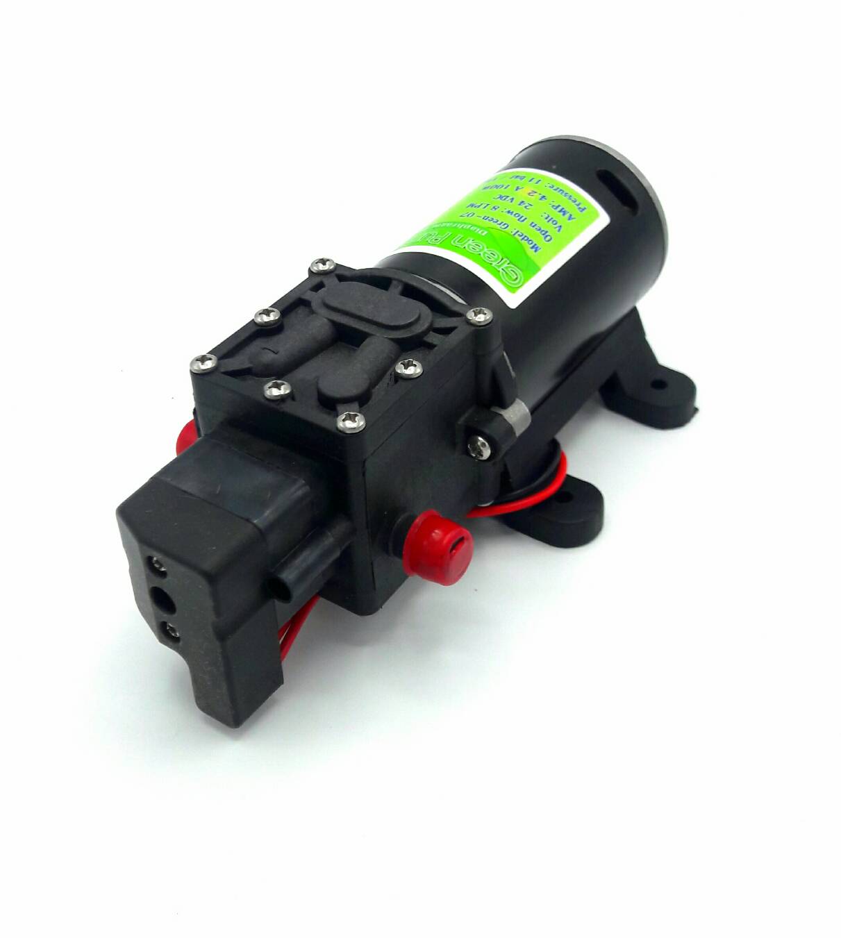 ปั๊มน้ำ ปั๊มพ่นยา DC24V รุ่น GREEN-07 แรงดัน 11 บาร์ แบบเสียบสาย 3/8" SKU-516