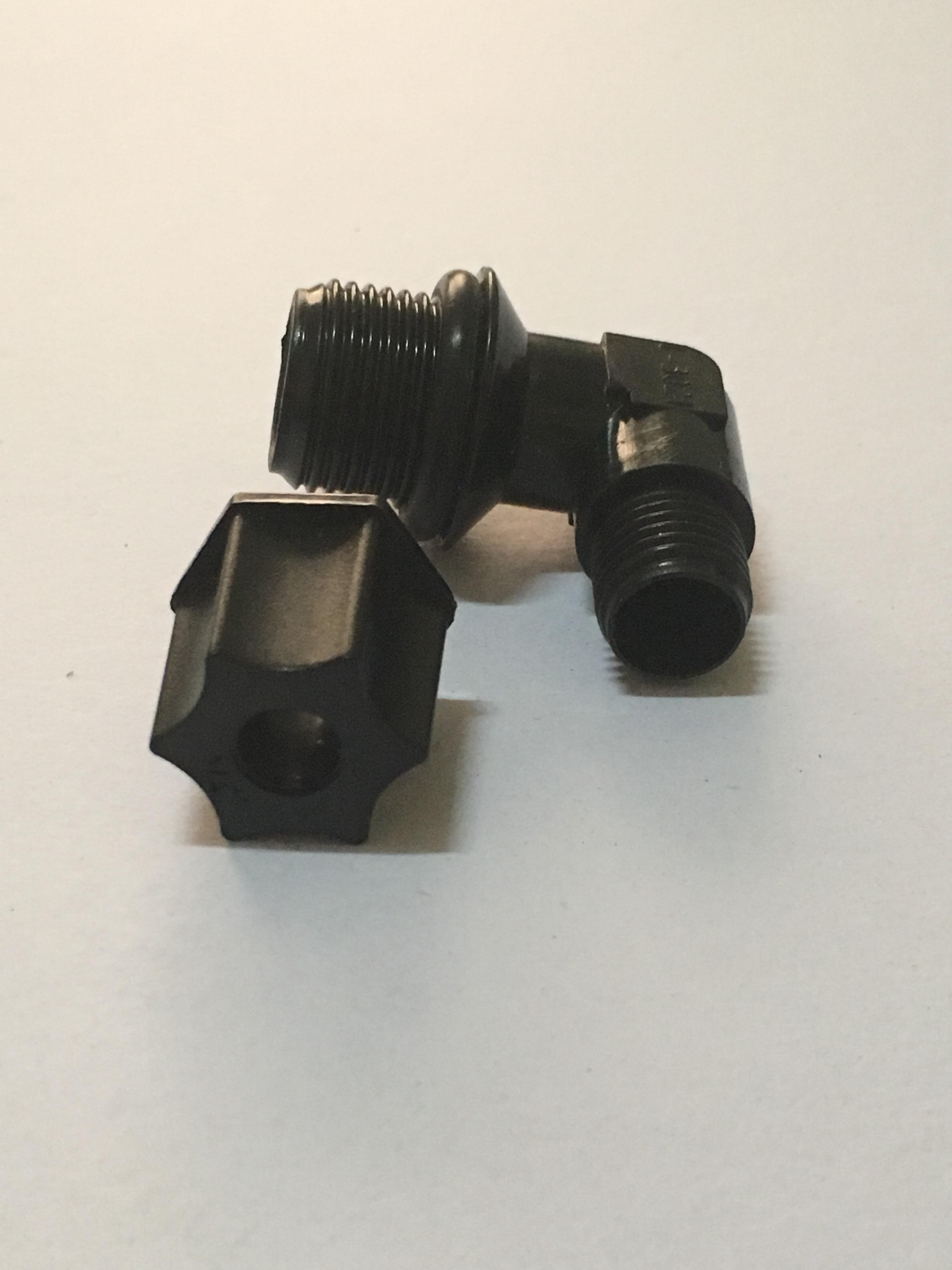 ข้องอ 90 เกลียวนอก 3/8" x เสียบสาย 6 mm. ( 2 หุน )