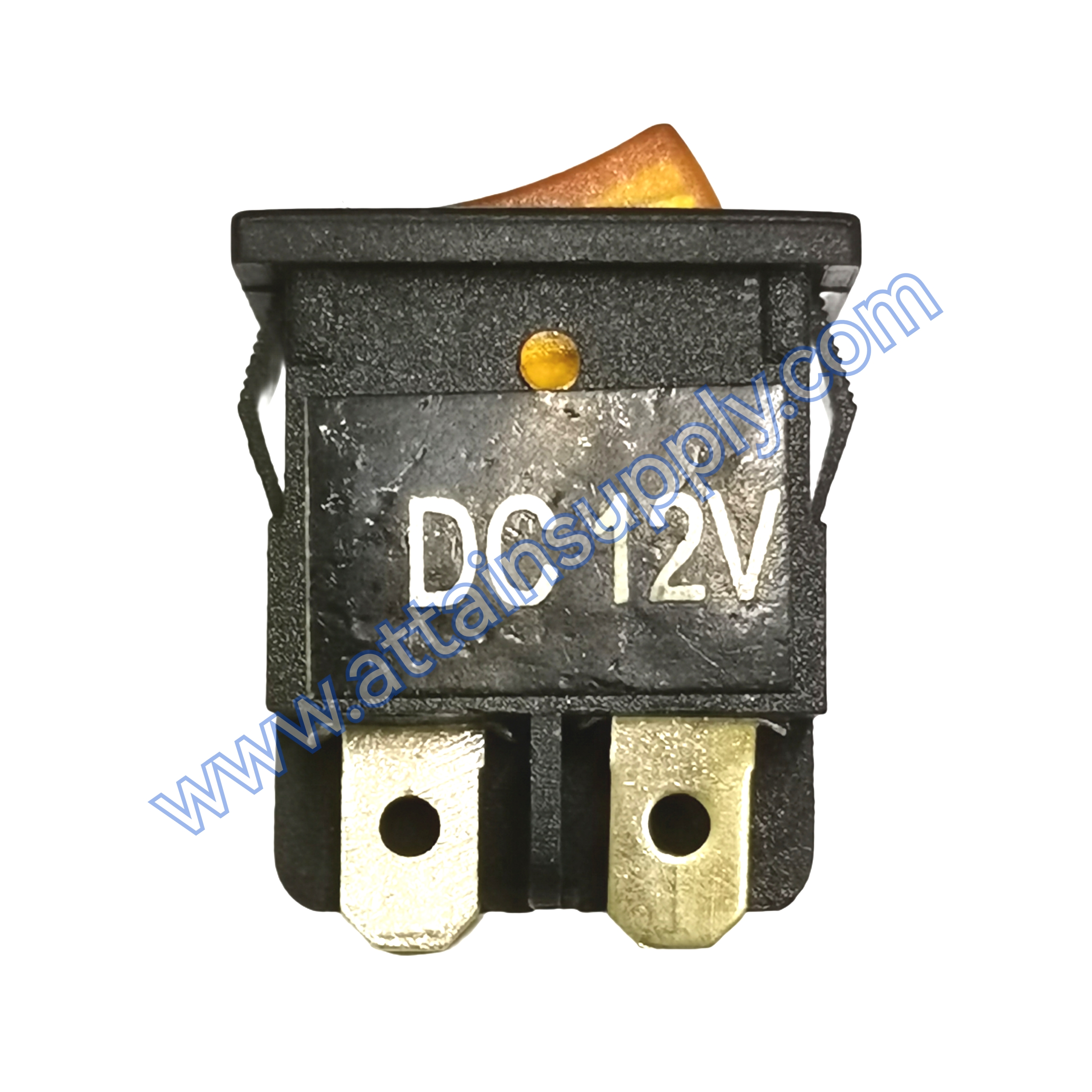 สวิทช์กระดกไฟเต็ม เหลี่ยมเล็ก 12V./4ขา มีไฟ-สีเหลือง