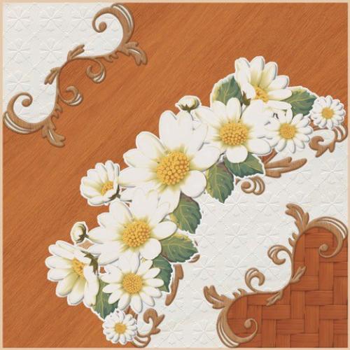 Sosuco กระเบื้องปูพื้น ผิวมัน ลายมงกุฏดอกไม้-น้ำตาล ขนาด 30*30