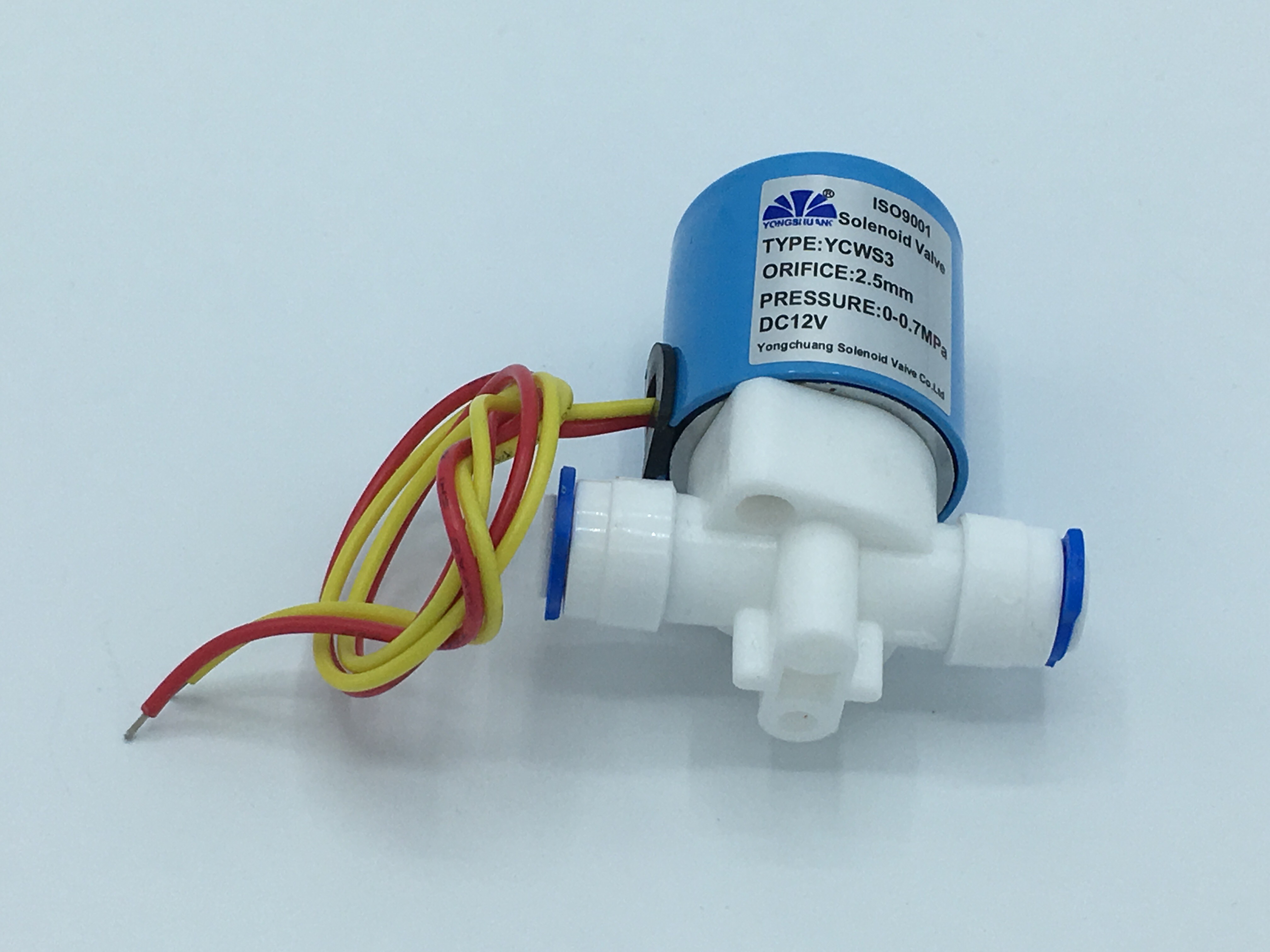 โซลินอยด์วาล์ว วาล์วไฟฟ้า วาวล์น้ำ วาล์วลม วาล์วพลาสติก N/C 12V DC 1/4" ( แบบเสียบสาย 1/4" )