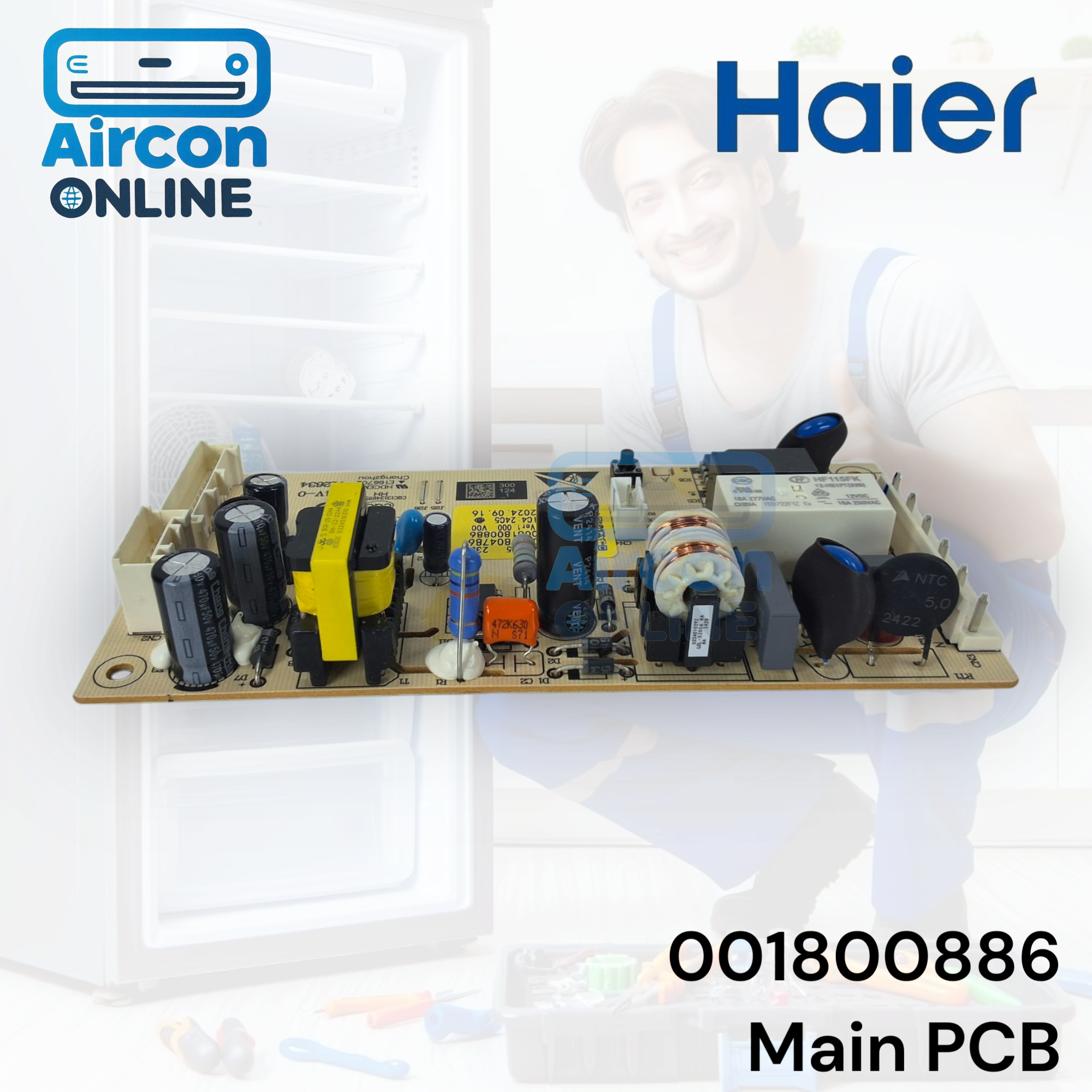 Main PCB ตู้เย็น Haier รหัส 001800886 สำหรับรุ่น HRF-185MN, RHT-199OLFI ของแท้ ใหม่ มือ 1