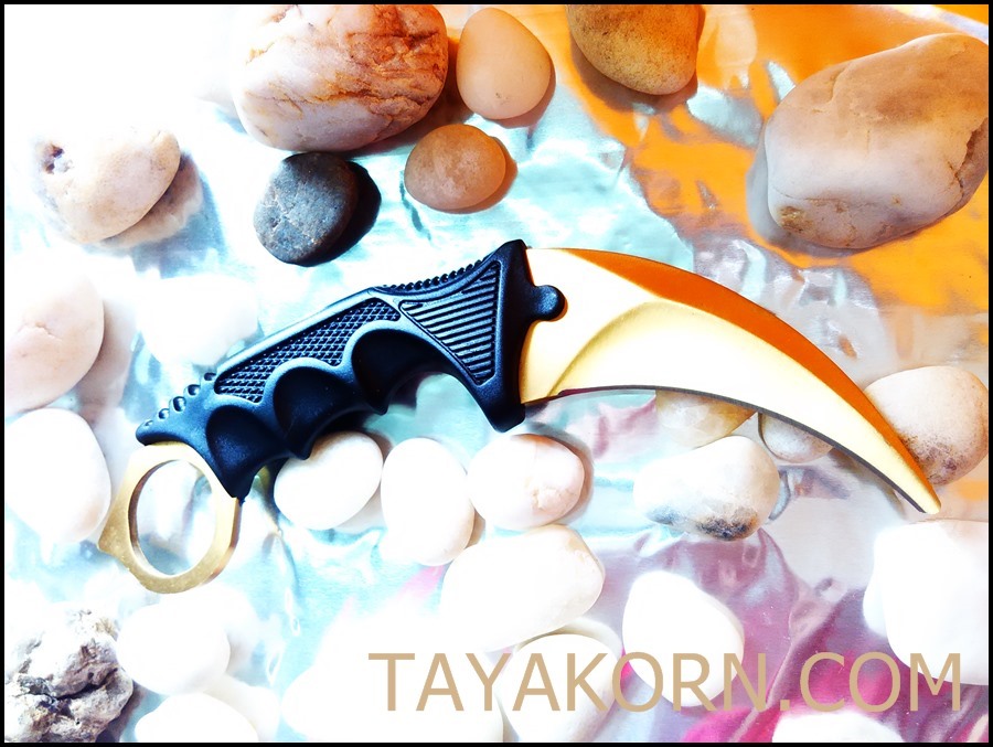 มีดซ้อมควง คารัมบิตโกลเด้นฮอว์กคลอ( Hawk Claw ) Golden Hawk Claw Karambit Trainer Knife