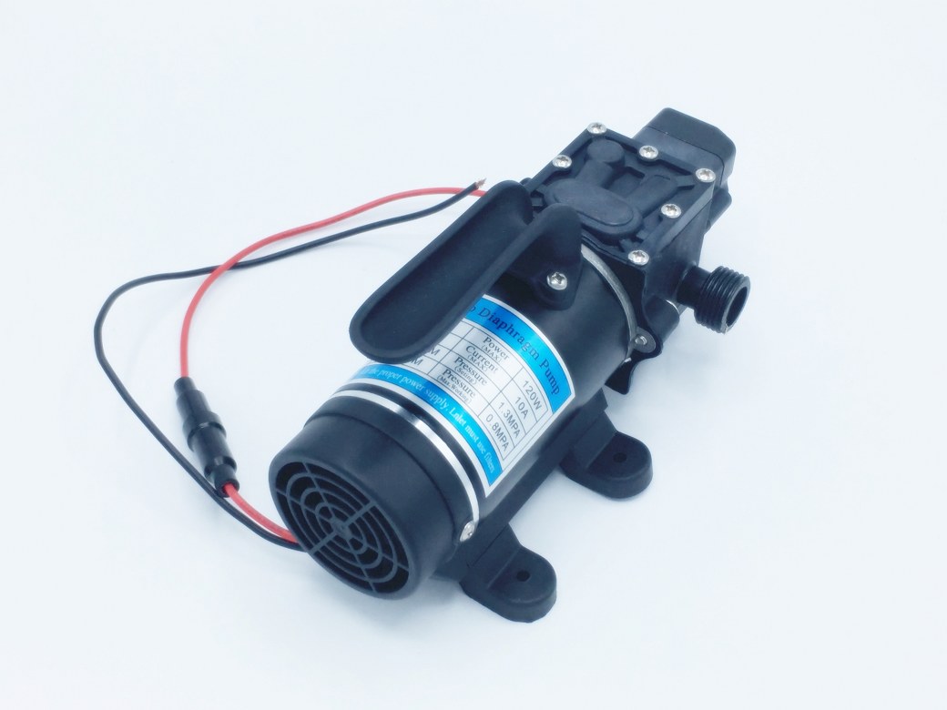 SKU-850 เครื่องพ่นหมอก ปั๊มน้ำ DC24V GREEN-09 แรงดัน 13 บาร์ แบบเกลียวนอก 1/2" มีสวิตช์แรงดันอัตโนมัติ