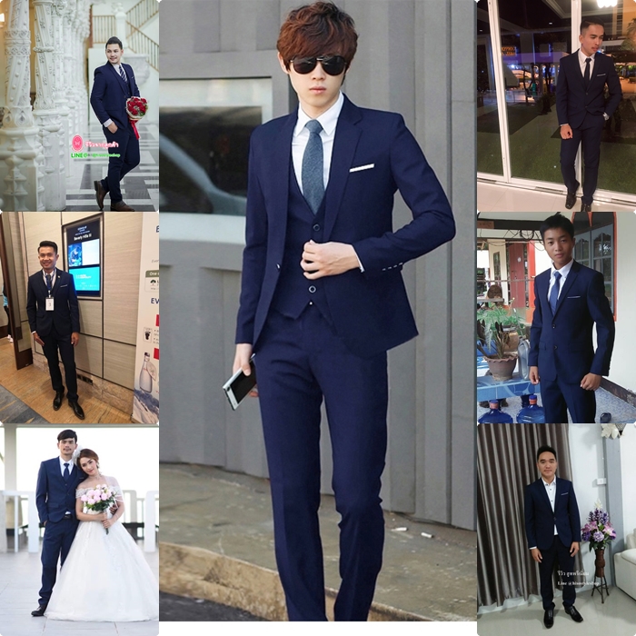 สูท,ชุดสูทเจ้าบ่าว,สูทผู้ชาย สีน้ำเงินเข้ม พร้อมส่ง S,M,L,XL,2XL,3XL,4XL