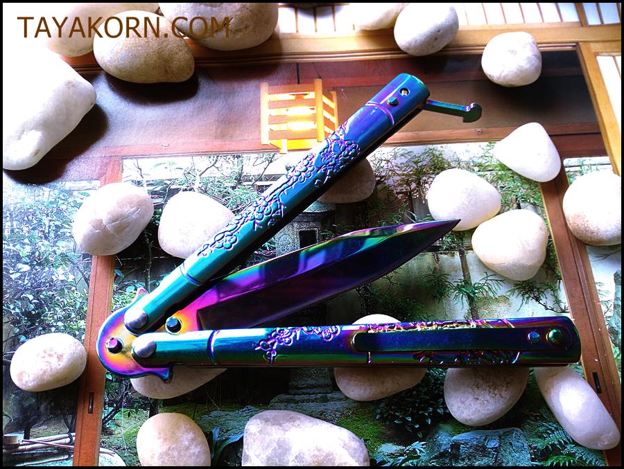 มีดควง เรนโบว์ซากุระบาลิซอง Rainbow Sakura Balisong Knife TKBS-SK55