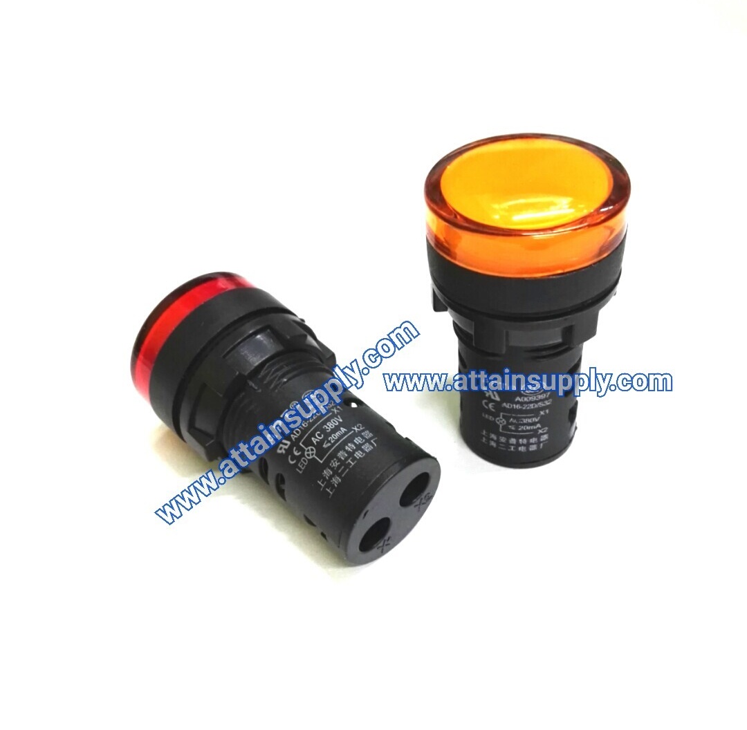 หลอดหน้าปัดหัวตัด22MM.-380V/สีเหลือง