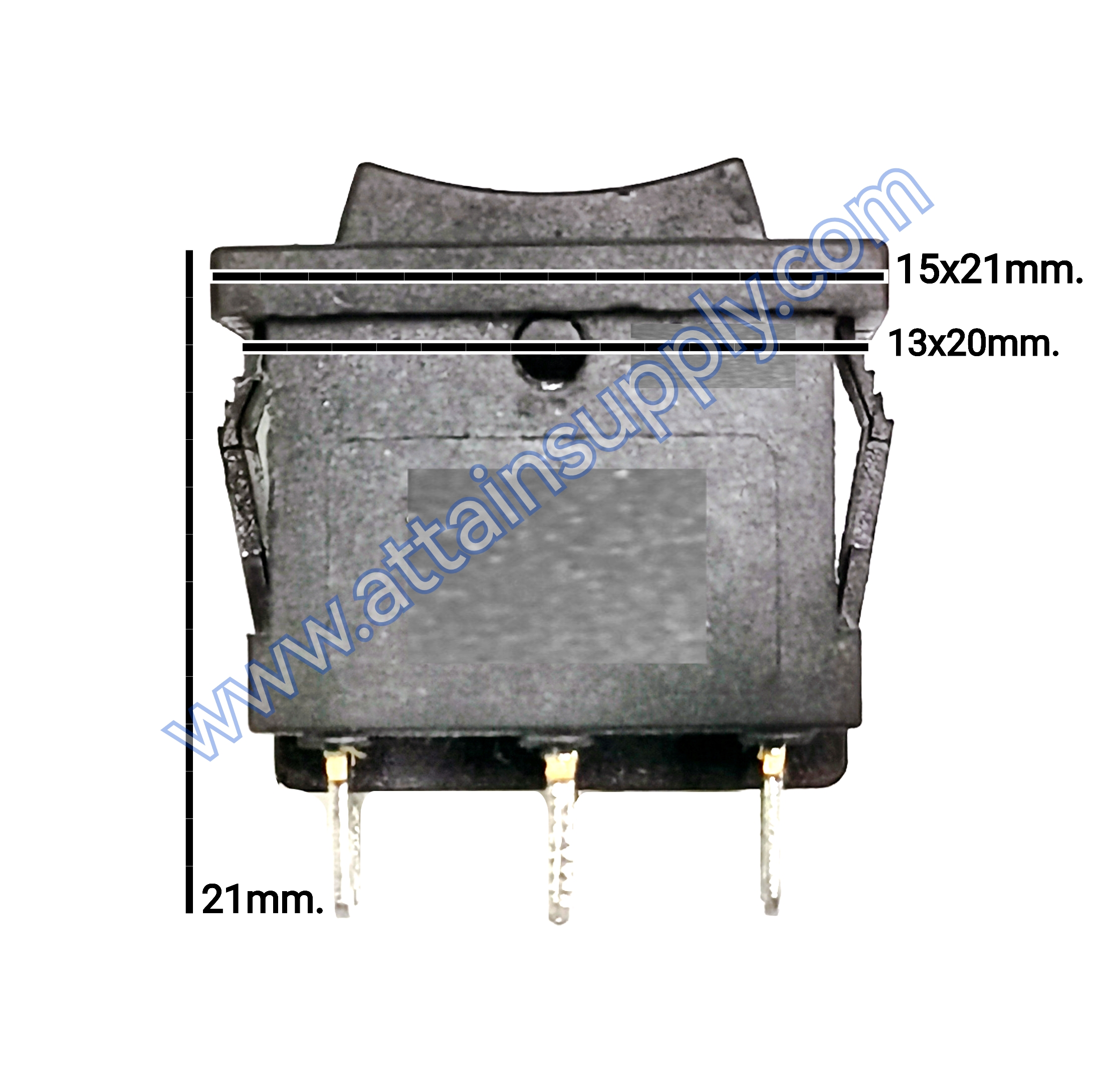 สวิทช์เหลี่ยมเล็ก I-O-II 6ขา/ไม่มีไฟ-สีดำ