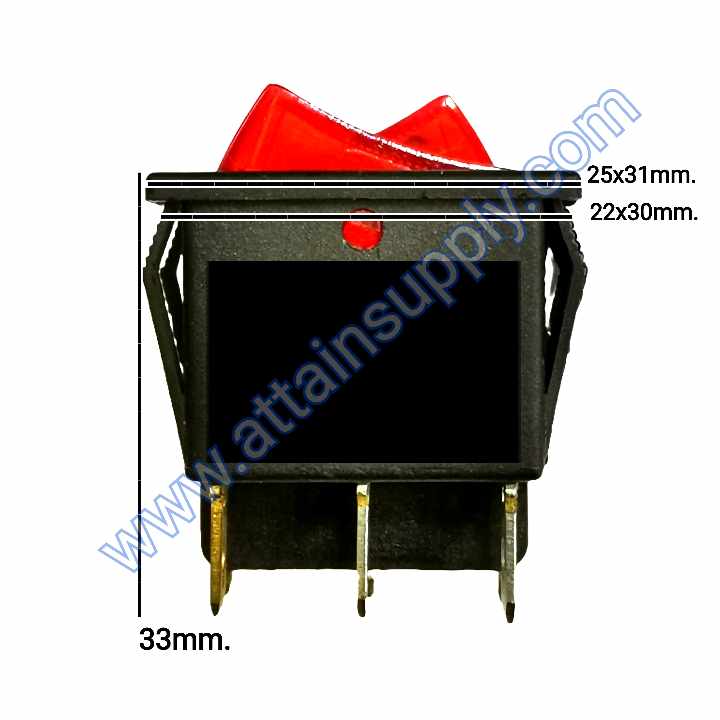สวิทช์ IOแบบคู่-เหลี่ยมใหญ่ 220V./6ขา มีไฟ-สีแดง+แดง