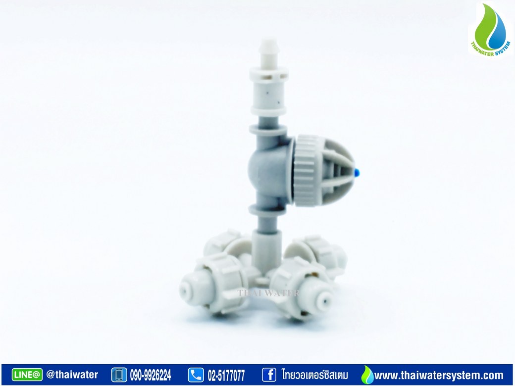 หัวพ่นหมอกรดน้ำต้นไม้ โรงเพาะเห็ด 4 ทิศทาง 0.6 มม. เสียบกับท่อ PE แบบไม่มีสาย SKU-813