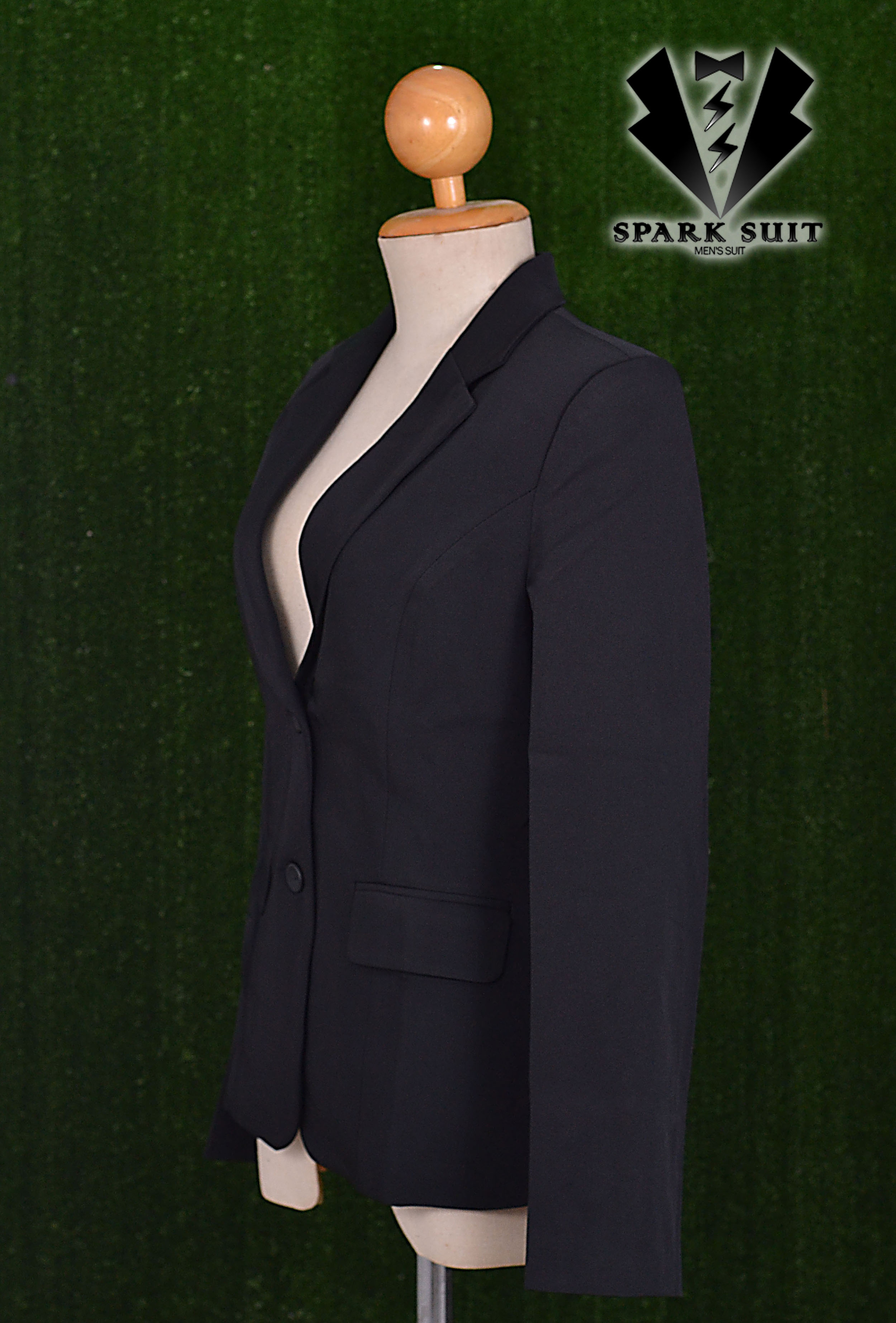 ชุดสูทผู้หญิง สีดำ ผ้าฮานาโกะ สูท+กางเกง Size L