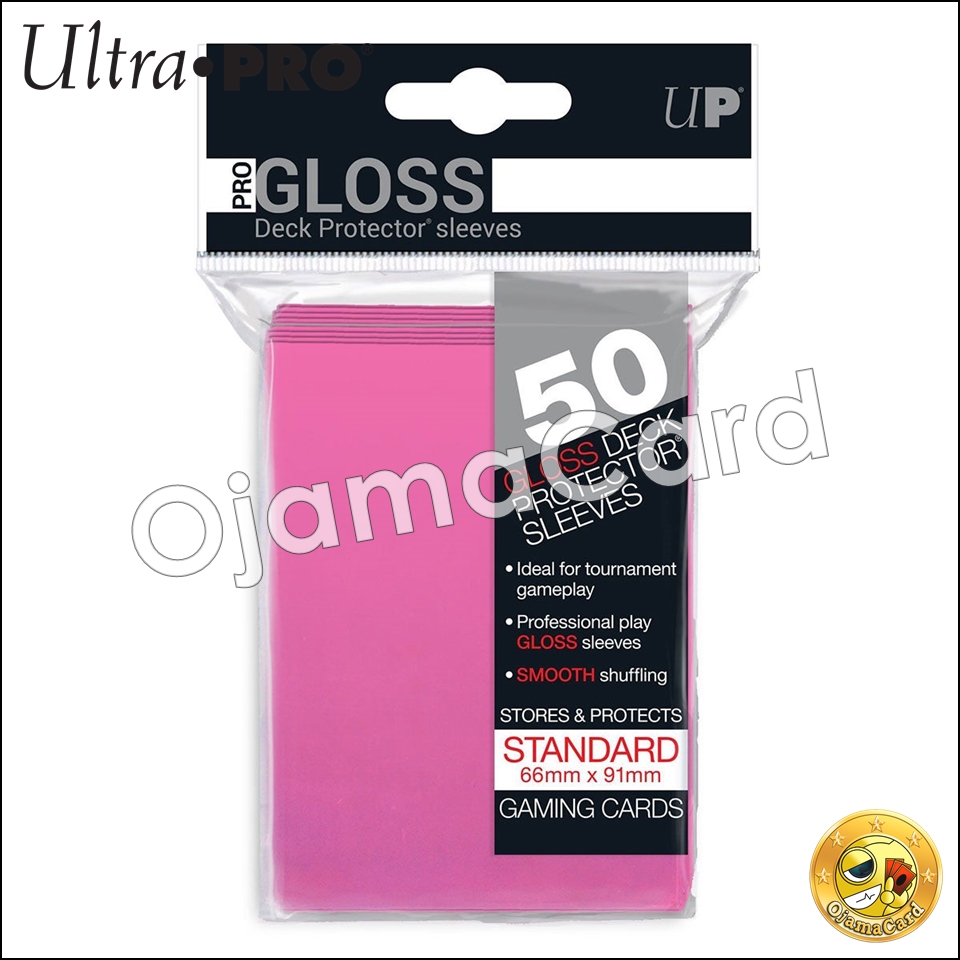 Ultra•Pro PRO-Gloss Standard Deck Protector Sleeves (50ct) — Bright Pink