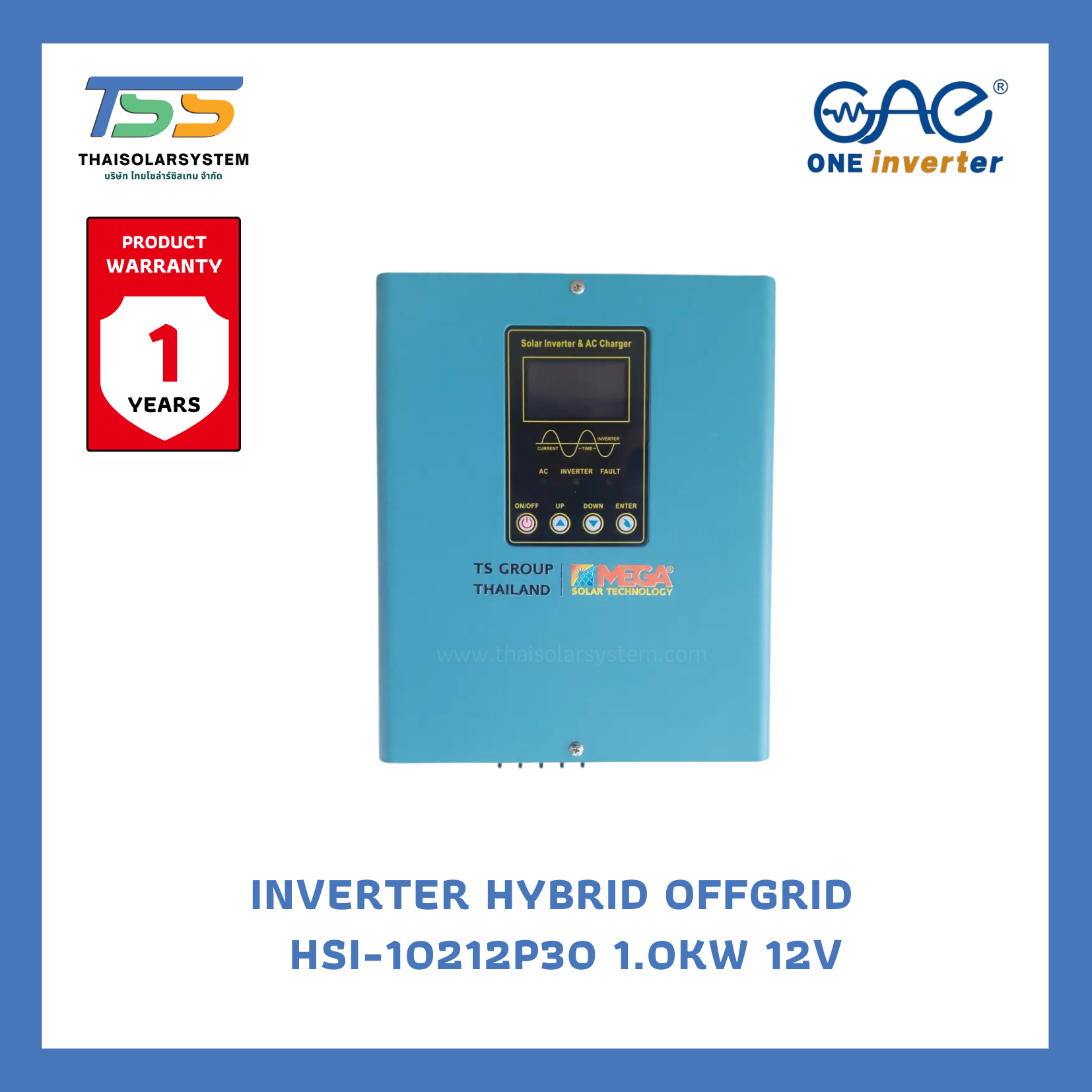 Inverter Hybrid Offgrid 1kw 12V + PWM 30A HSI
