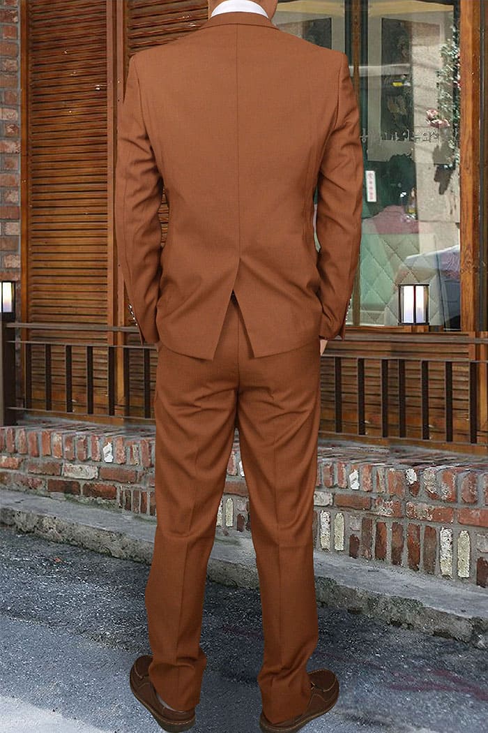 สูท,ชุดสูทเจ้าบ่าว,สูทผู้ชาย สีน้ำตาลเข้ม (สูท+กางเกง)พร้อมส่ง M,L,2XL,5XL