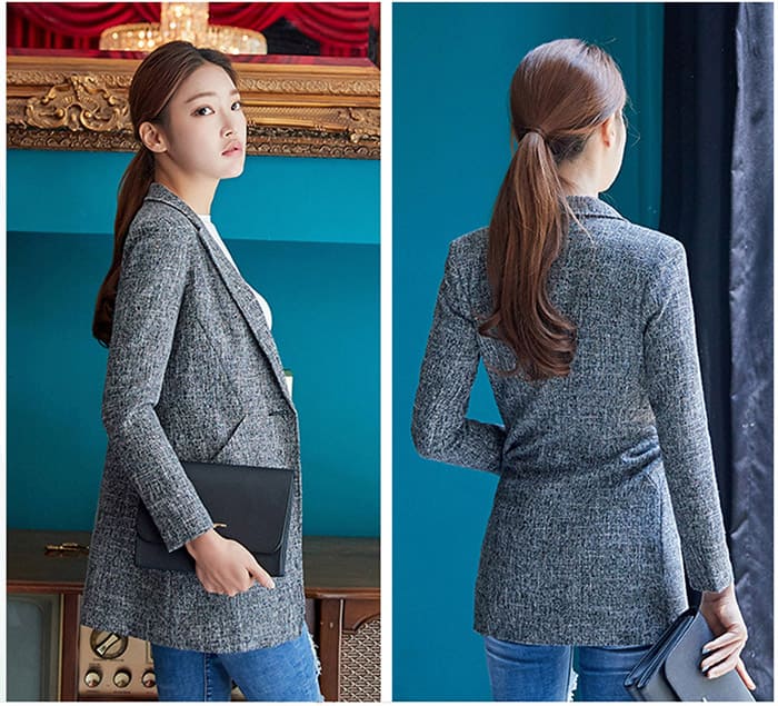 สูทผู้หญิง มีน้ำหนัก กระเป๋าหน้า พร้อมส่ง 2XL*แถมเข็มกลัด