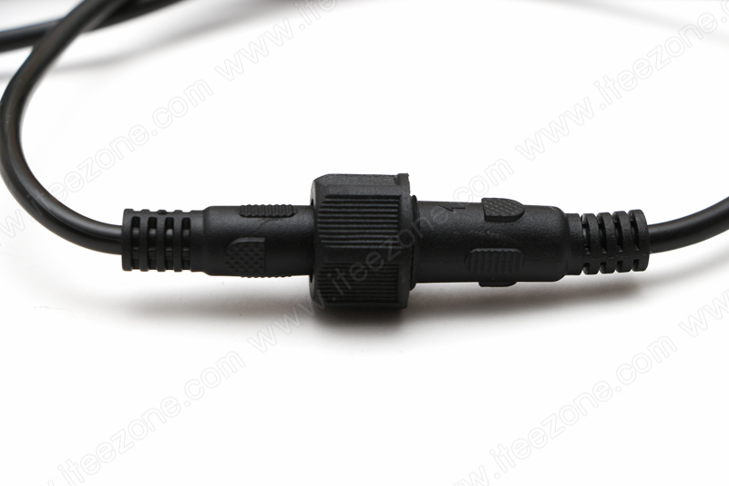 สายไฟหุ้ม PVC สีดำ 5 เมตร (บวก ลบ) สำหรับใช้ภายนอก ขั้วแจ็ค DC ตัวผู้-ตัวเมียกันน้ำ