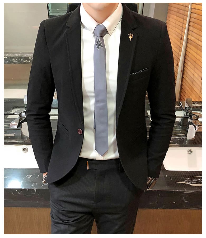 เสื้อสูทเกรด A สีดำ ผ้าคอตตอน 2XL