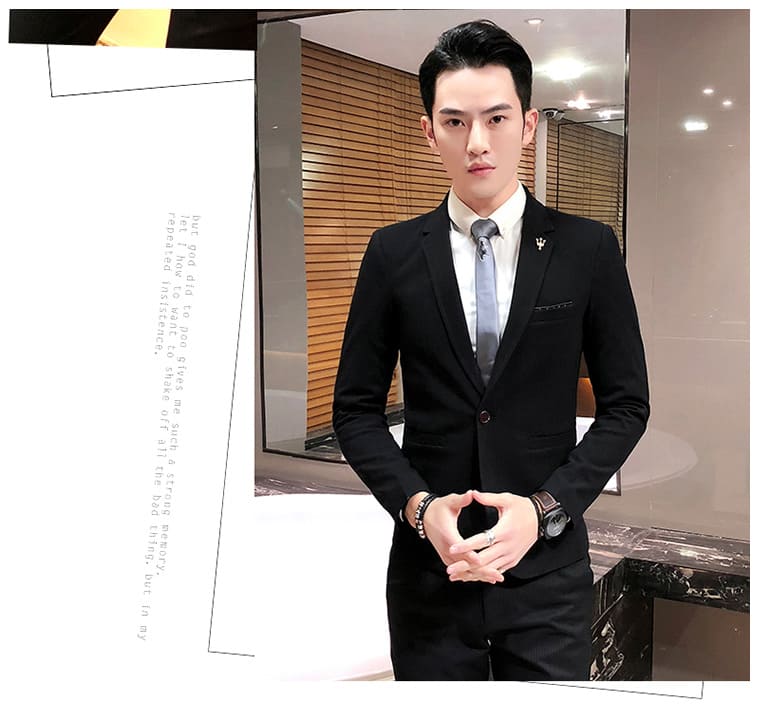 เสื้อสูทเกรด A สีดำ ผ้าคอตตอน 2XL