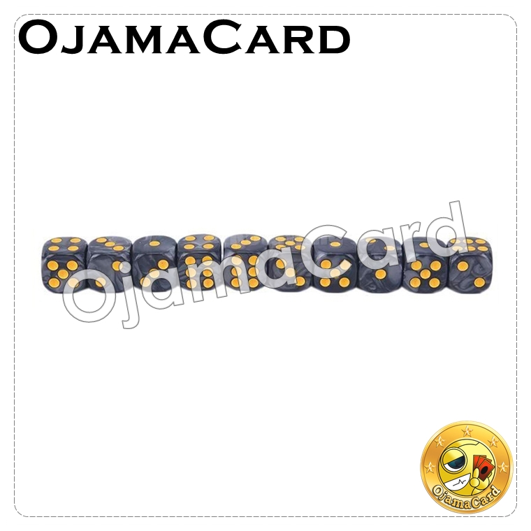 16MM 6 Sided Dice Block — Opaque : Black | Gold「1 Dice」