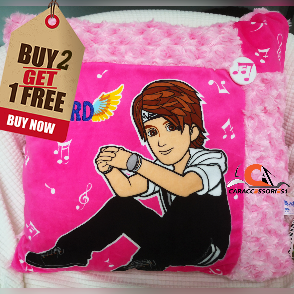 หมอนอิง Bird Land เบิร์ดแลนด์ผ้ากุหลาบขนนิ่มสีชมพูหวานใบใหญ่20" ลิขสิทธิ์แท้ราคาพิเศษ