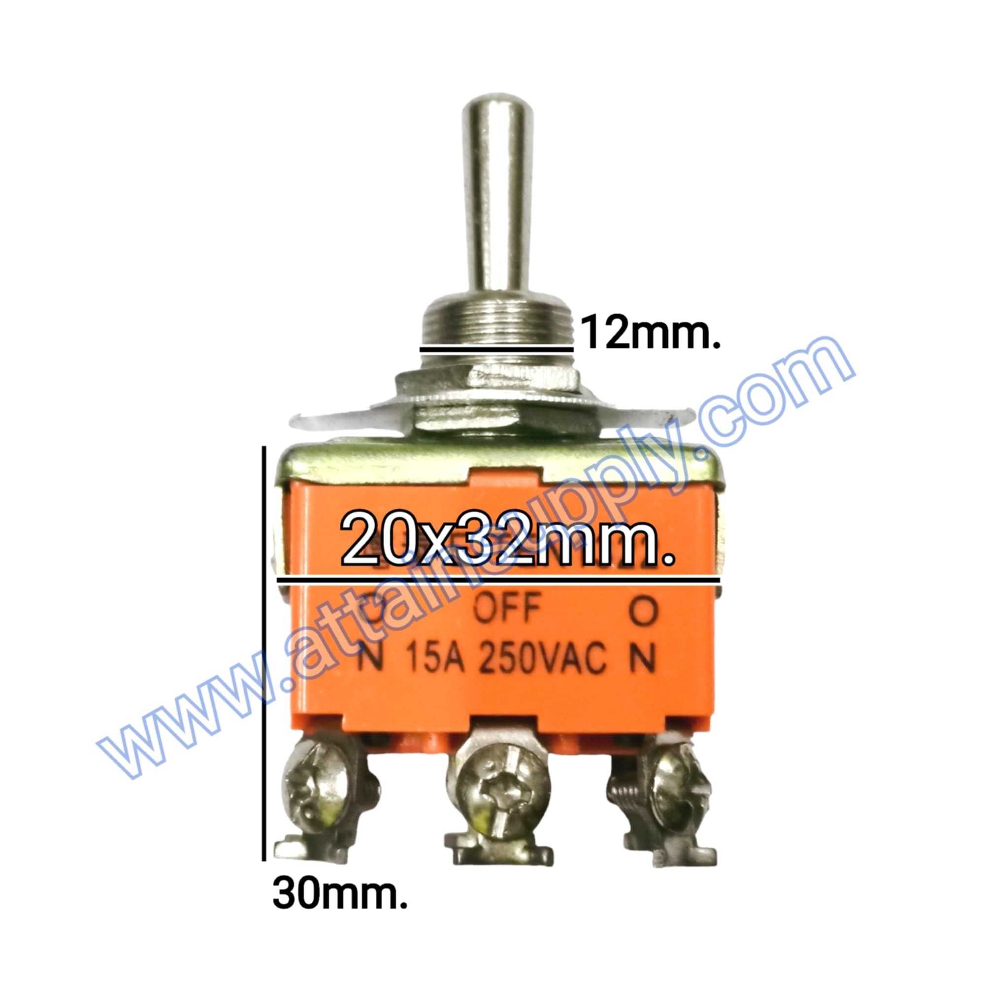 สวิทช์โยก ON-OFF-ON 6ขา-แบบขันน็อต/สีส้ม E-TEN