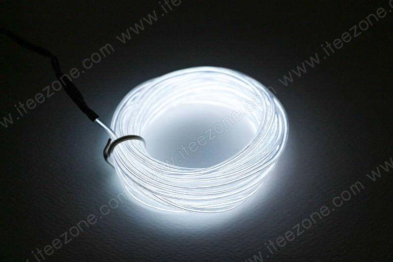 EL Wire 5 เมตร + รางถ่าน AA 2 ก้อน / สีขาว