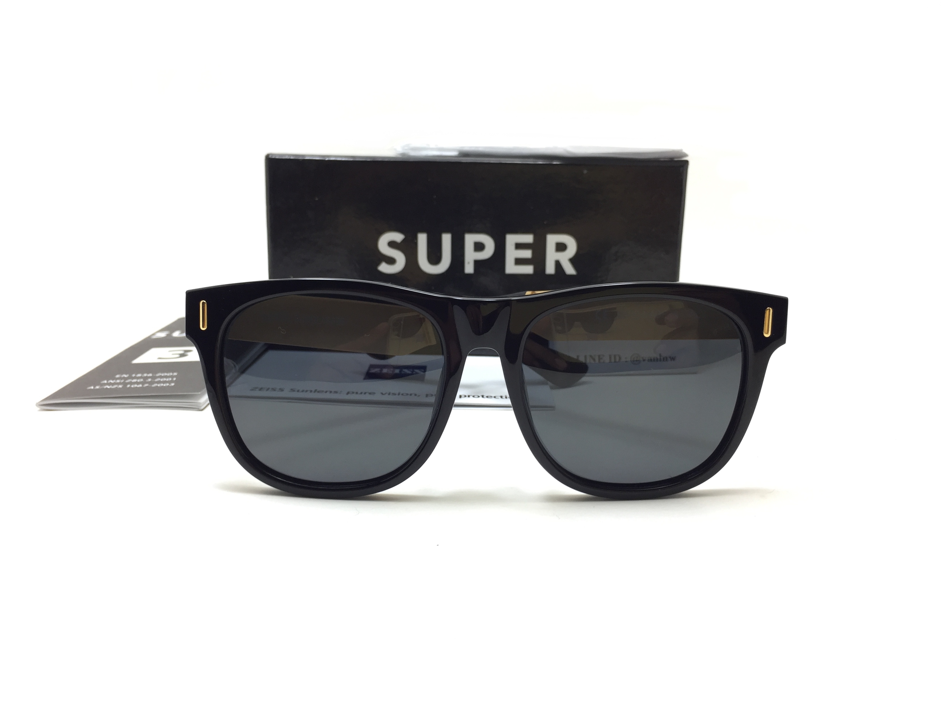 แว่นกันแดด SUPER Basic Francis Black & Gold 55-17 145 <ดำ-ขาทอง>