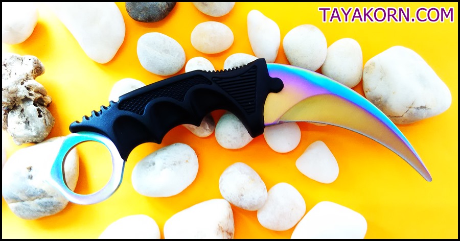 มีดซ้อมควง คารัมบิตเรนโบว์อีเกิ้ลคลอ( Eagle Claw ) Rainbow Eagle Claw Karambit TRAINER Knife TKKB-BS7779TR