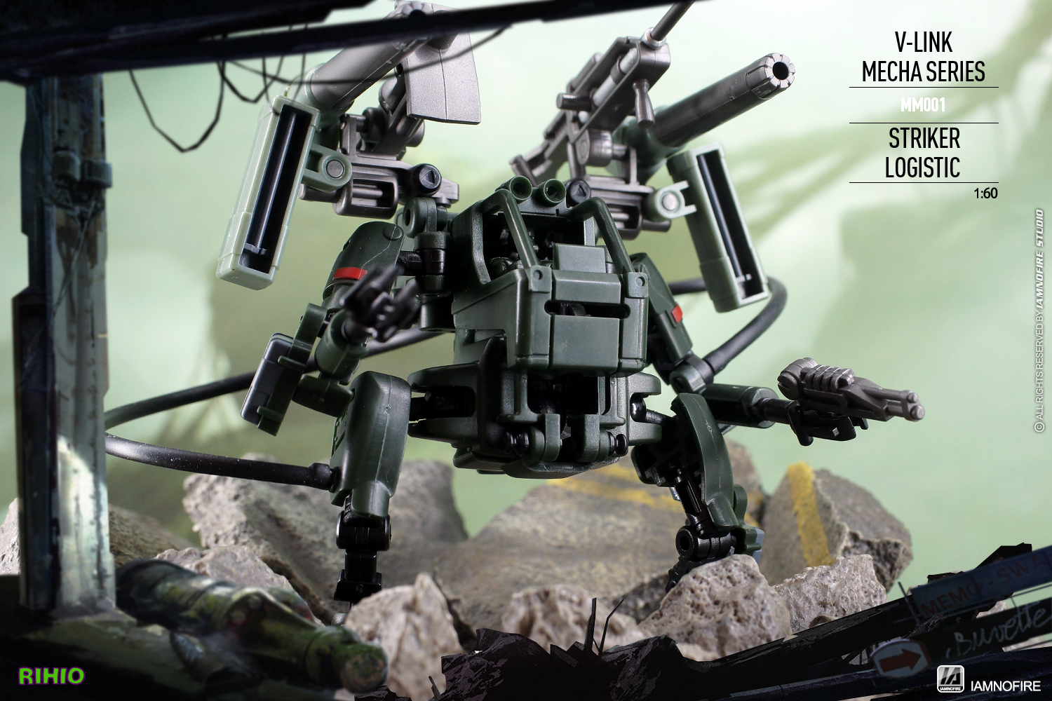 MM001 (แพค 3 ตัว) V-LINK MECHA STRIKER+LOGISTIC SET (Blue+Brown+Green) [RIHIO]