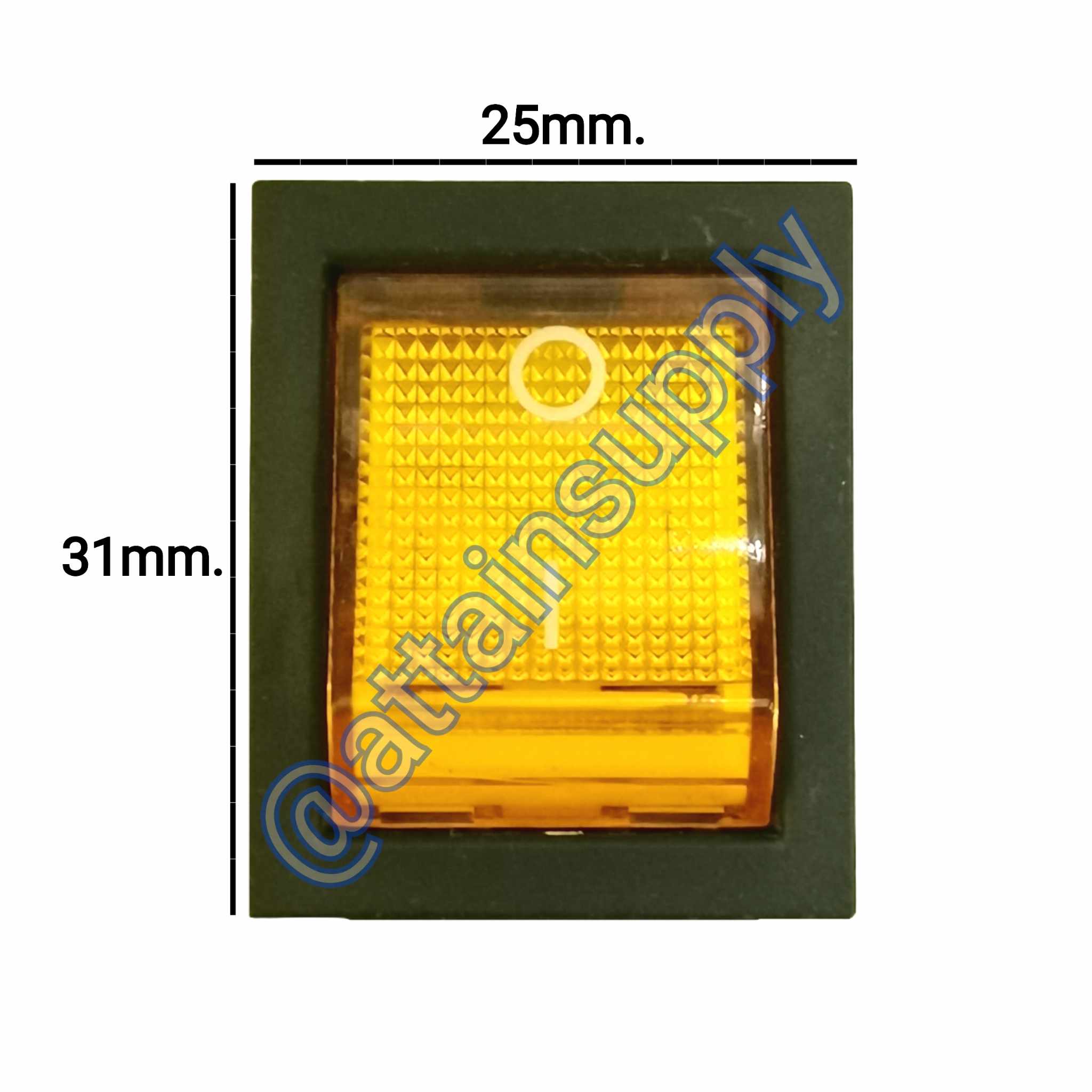 สวิทช์ IO เหลี่ยมใหญ่ 220V./6ขา มีไฟ-สีเหลืองส้ม