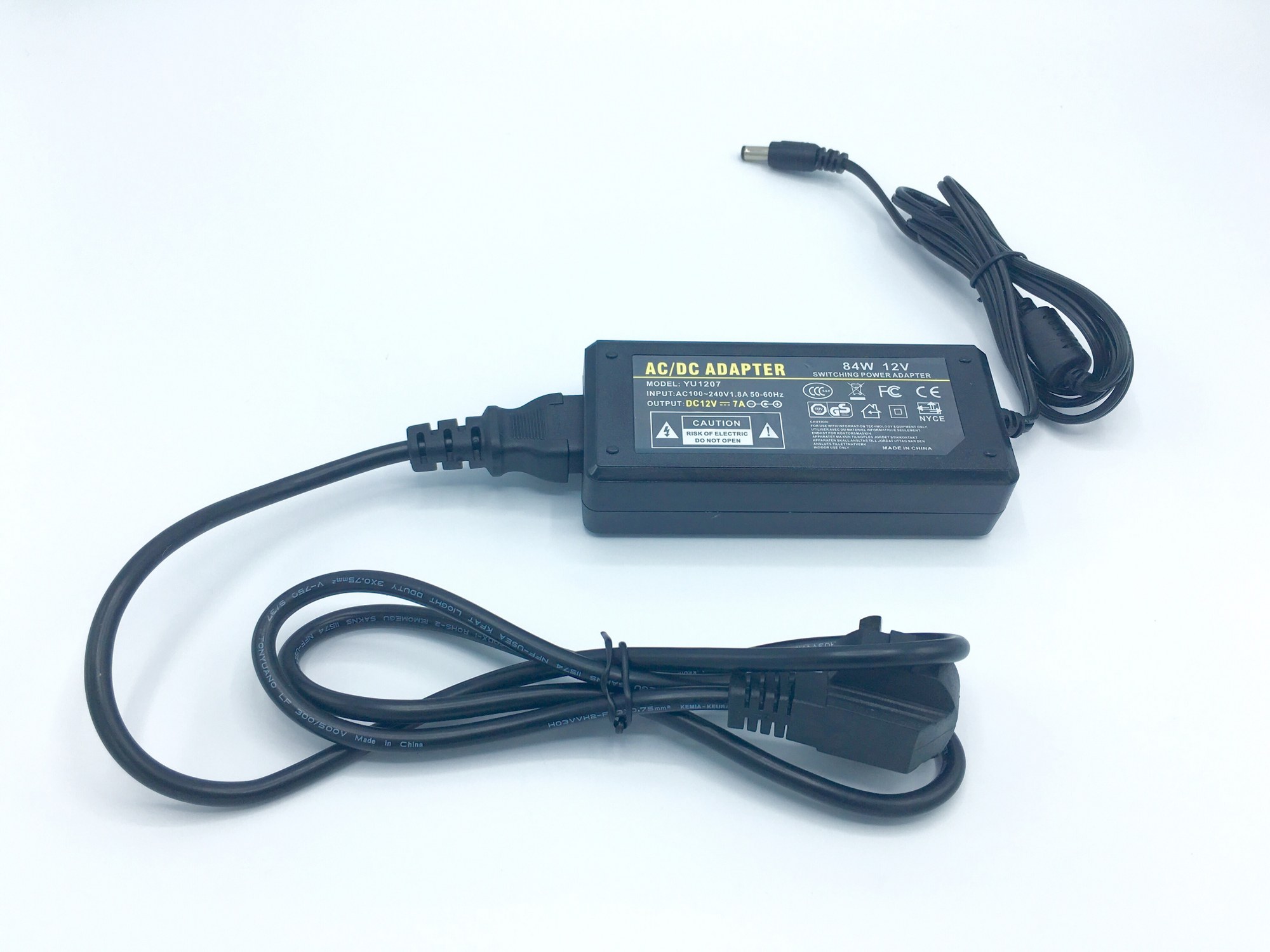 08-AD-YU1207 Adapter 12VDC 7A 5.5 mm. x 2.5 mm. รุ่น YU1207