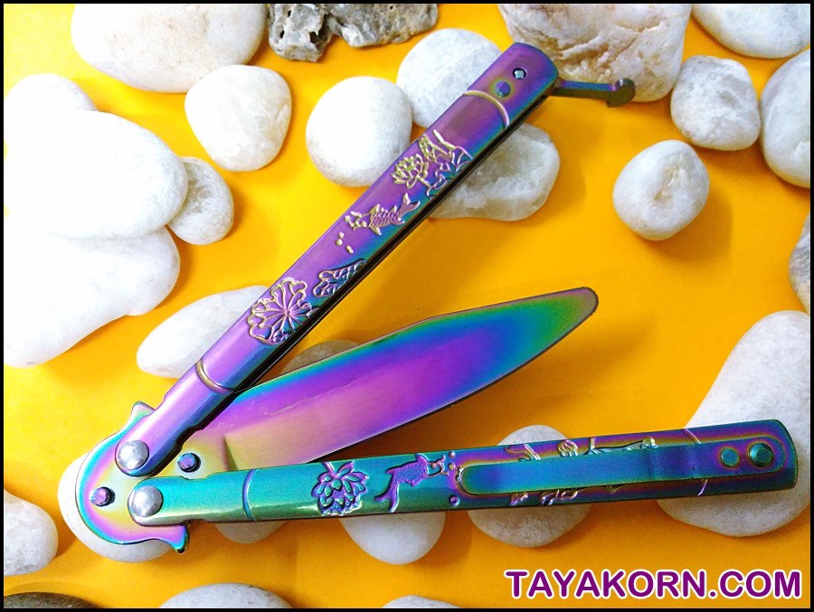 มีดซ้อมควง เรนโบว์ฟิชบาลิซอง Rainbow Fish Balisong Trainer Knife TKBS-RF8TR