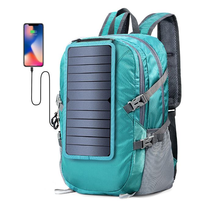 กระเป๋าเป้โซล่าเซลล์ รุ่น ECE-816 เป้โซล่าเซลล์ Solar Backpack กระเป๋าสะพายหลัง พลังงานแสงอาทิตย์ โซล่าเซลล์ สีเขียวน้ำทะเล