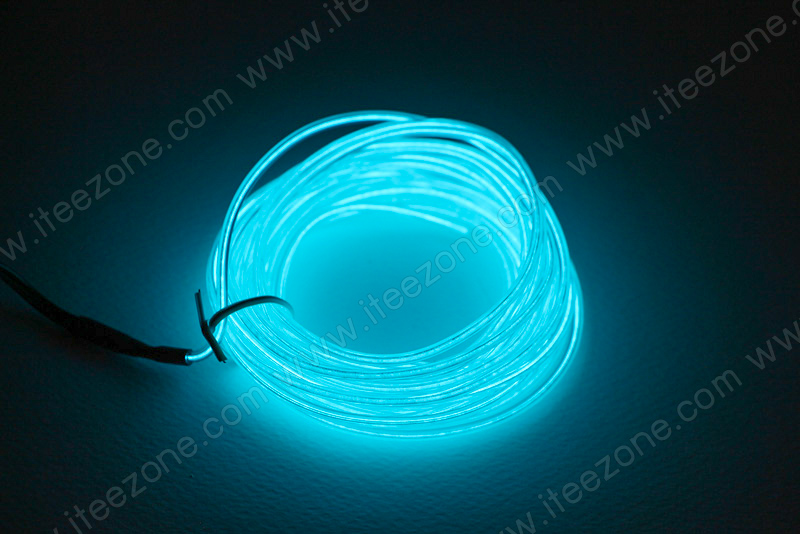 EL Wire 5 เมตร + รางถ่าน AA 2 ก้อน / สีไอซ์บลู