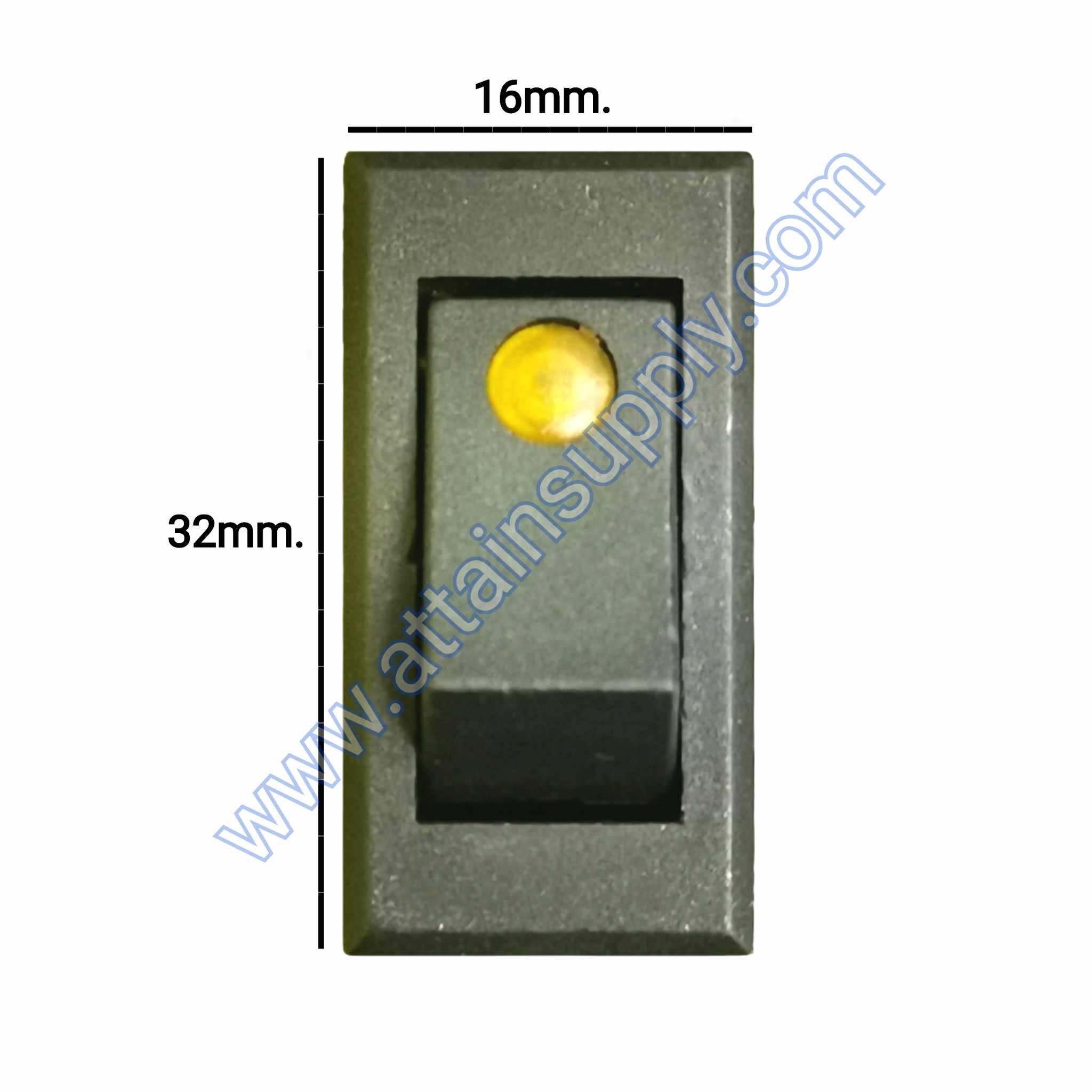 สวิทช์ ไฟจุด-เหลี่ยมบาง 220V./3ขา มีไฟ-สีเหลือง