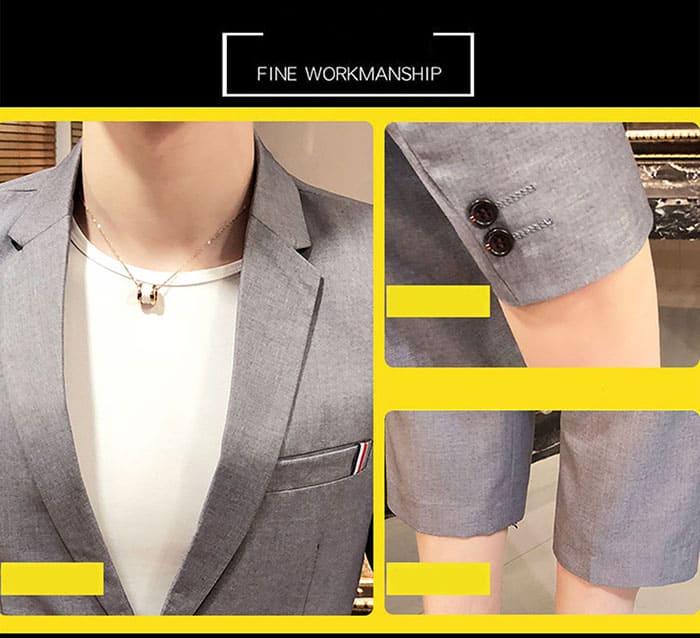 สูทชาย แขนสั้น กางเกงขาสามส่วน *สูท+กางเกง พร้อมส่ง L