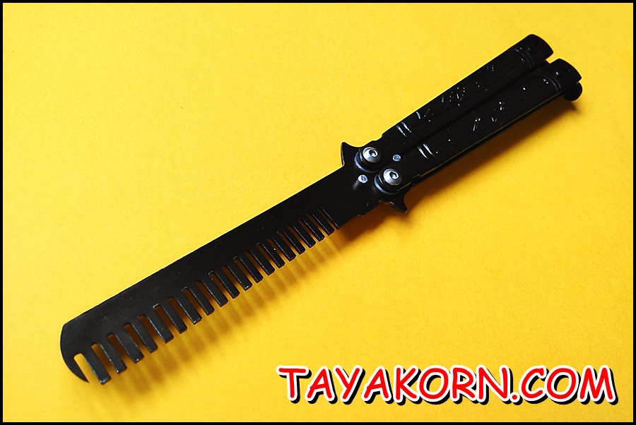 มีดซ้อมควง แบลคแบมบูโคมบาลิซอง Black Bamboo Comb Balisong Knife