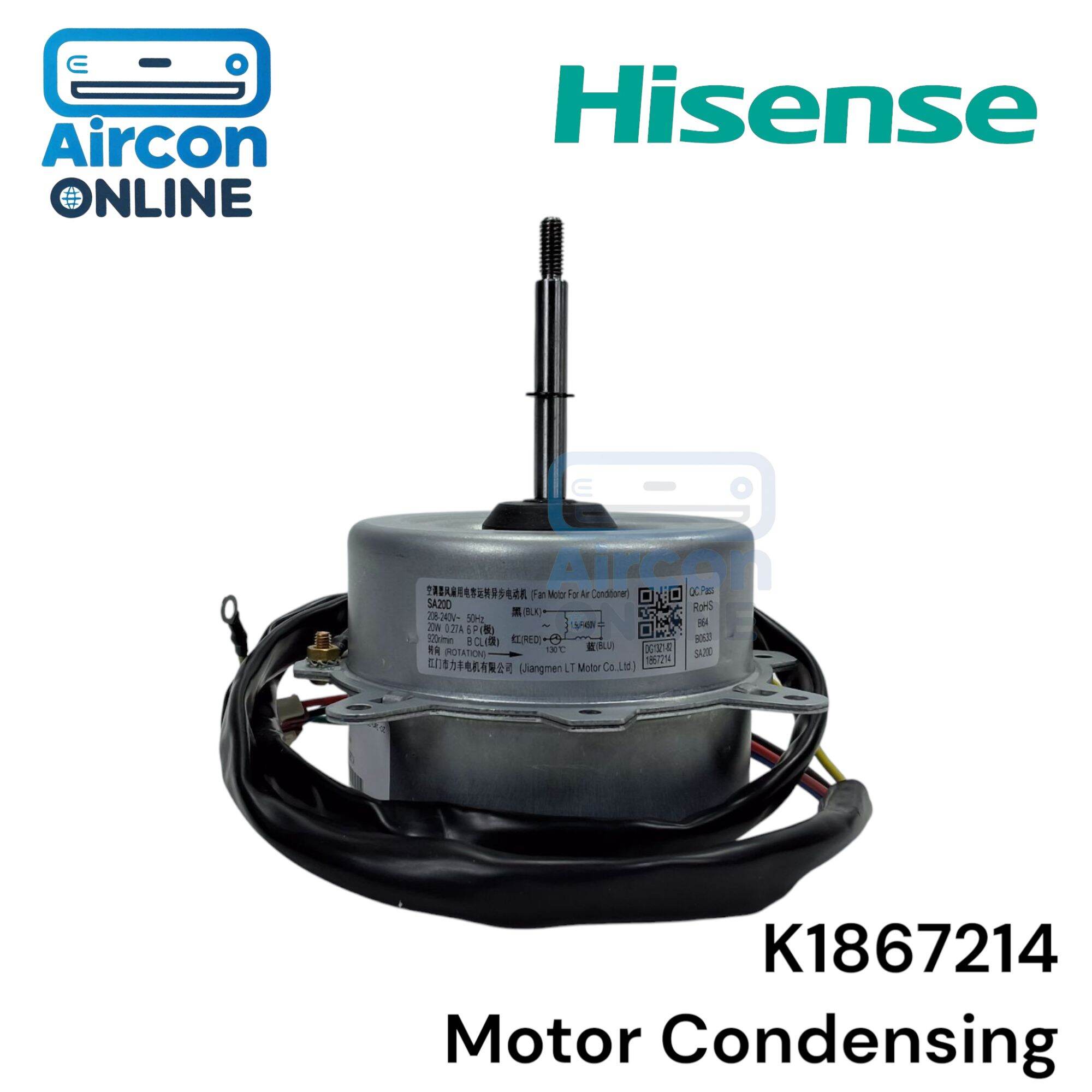 มอเตอร์คอนเดนซิ่ง HISENSE รุ่น AS-12TR4RYR01 รหัส K1867214 ของแท้ ใหม่ มือ 1